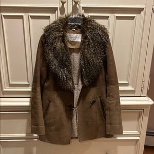 Jessica Simpson Brown Teddy Jacket with Faux Fur Collar